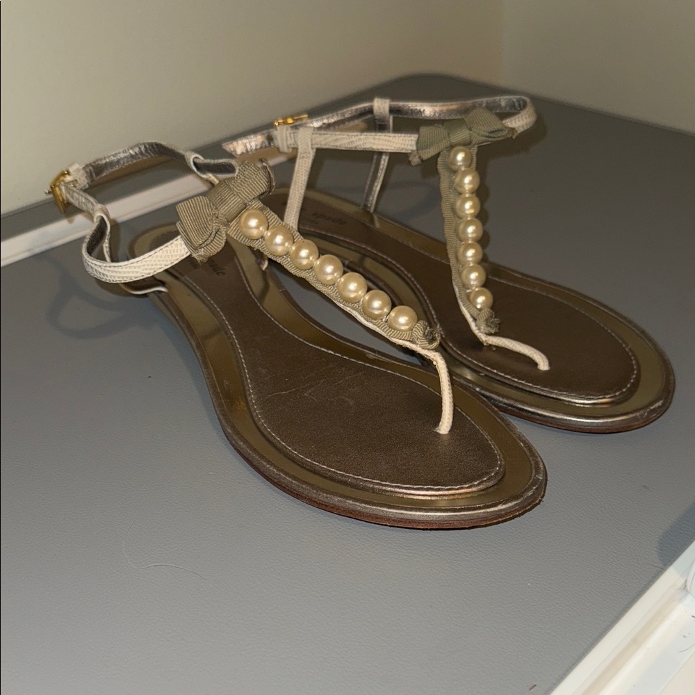Kate Spade New York Pearl-Embellished Sandals Size 10